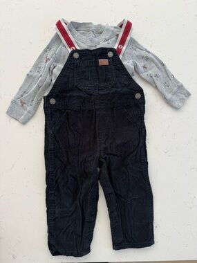 Carter's Black Corduroy Overalls & undershirt